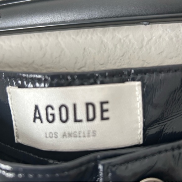 NWT AGOLDE Recycled Leather 90's Pinch-Waist Pants in Carbon - Picture 5 of 10